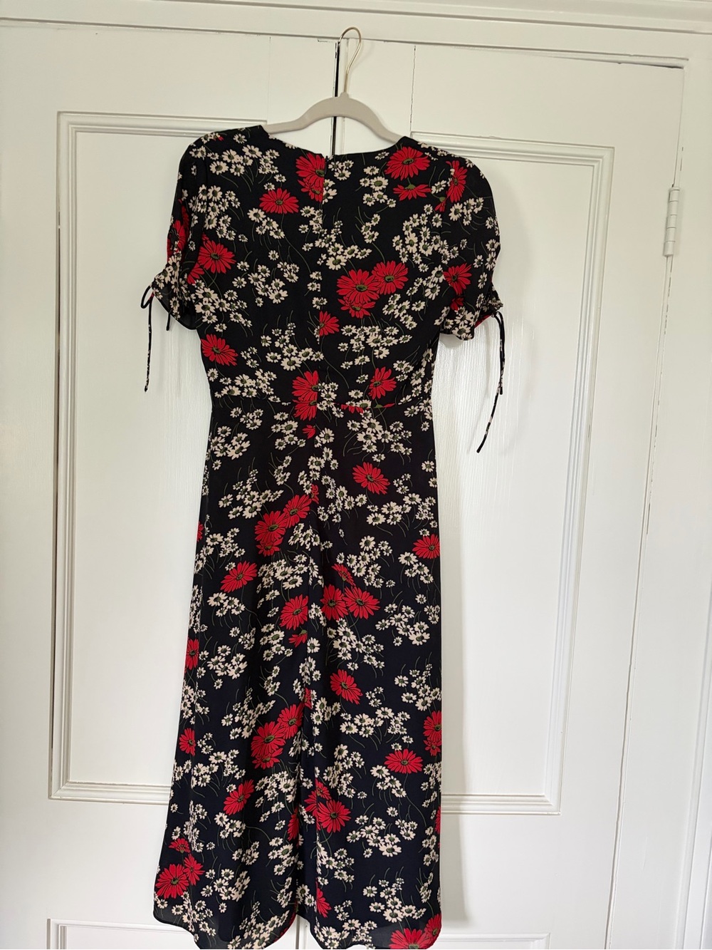 Madewell Navy Blue Midi Dress with Red & Cream Floral Print - Picture 2 of 5
